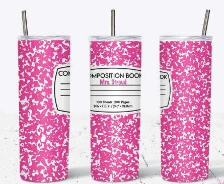 Pink Composition Teacher Tumbler