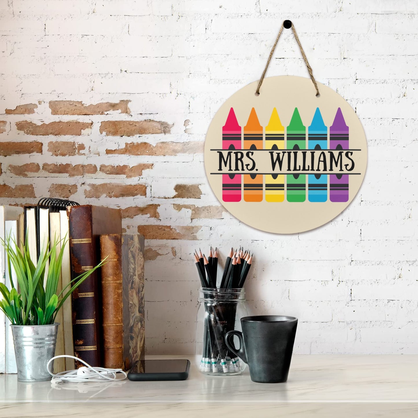 Personalized Round Wood Door Hanger