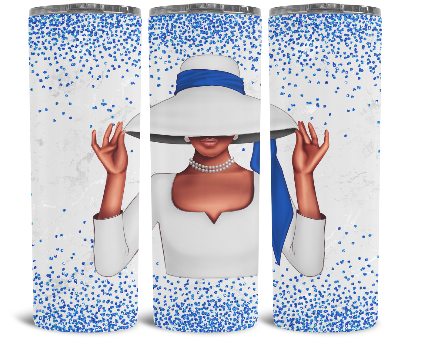 Sorority Inspired Tumbler Royal Blue and Pure White Hat