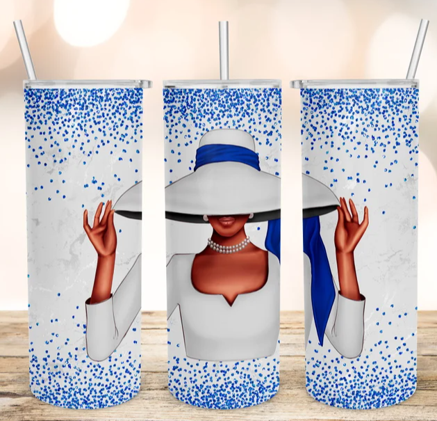 Sorority Inspired Pure White and Royal Blue Hat