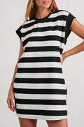 Pink Stripe Cap Sleeve Shift T Shirt Dress