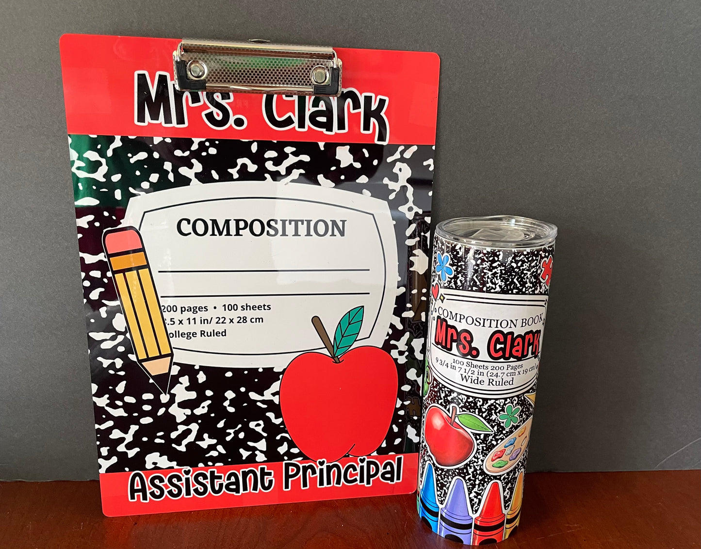 Personalized Teacher Clipboard Composition Bundle (Clipboard & Tumbler)