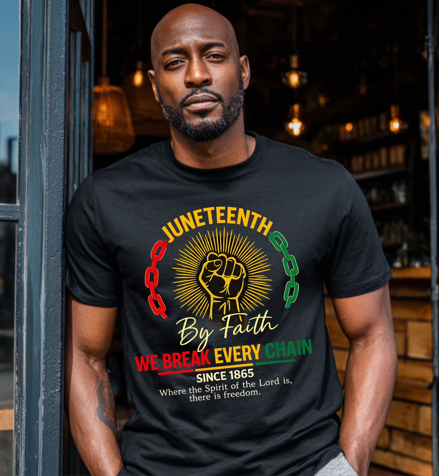 Premium Juneteenth T-Shirt Collection | Unchained 1865 Graphic Tee | Faith Over Chains Black History Shirt | Freedom For All Pan-African Streetwear (Copy)