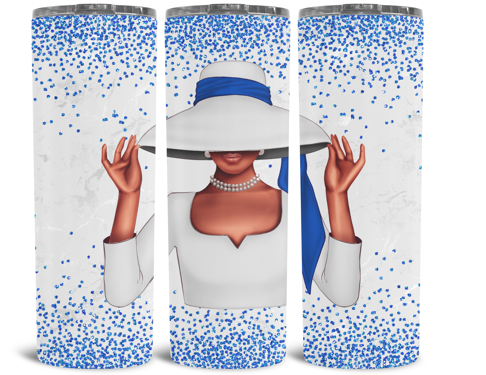 Sorority Inspired Tumbler Royal Blue and Pure White Hat