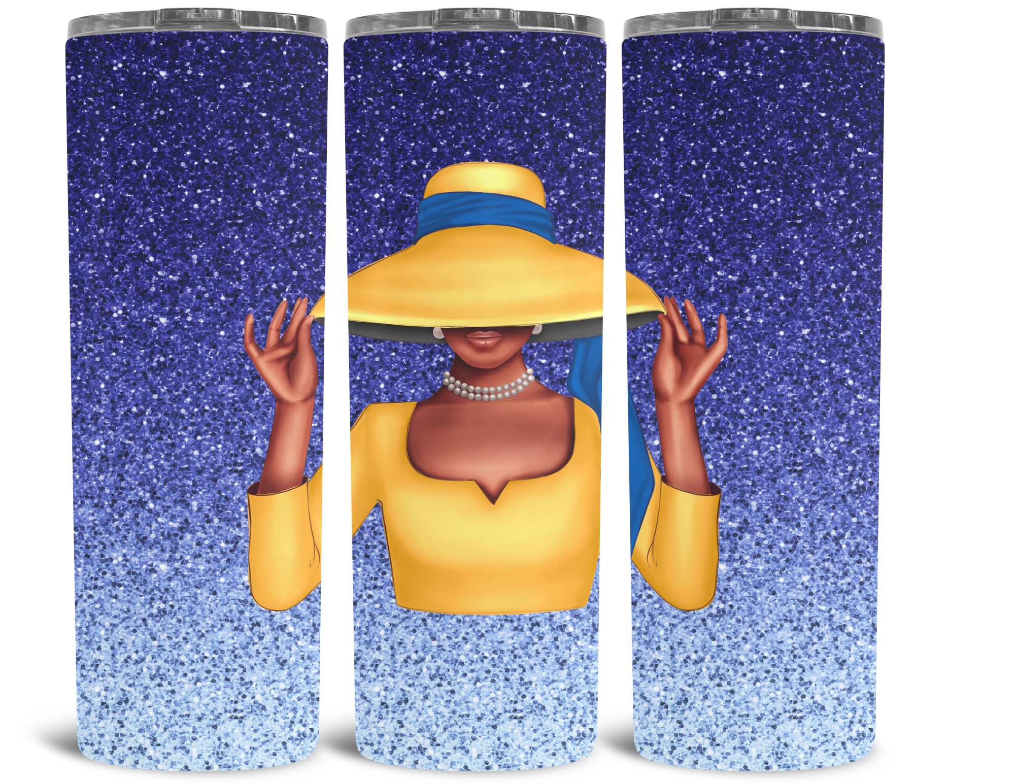 Sorority Inspired Tumbler blue and gold hat