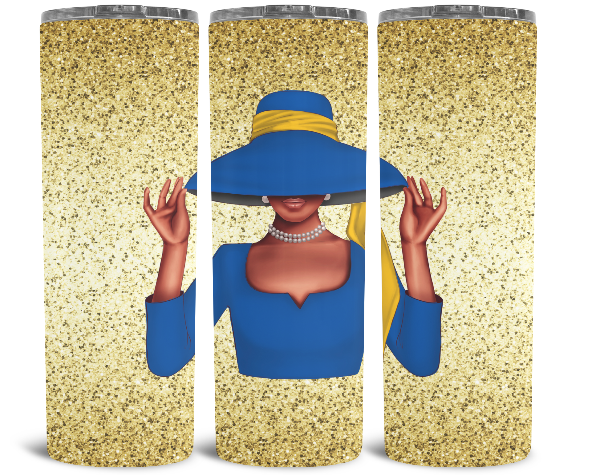 Sorority Inspired Tumbler Gold and Blue Hat