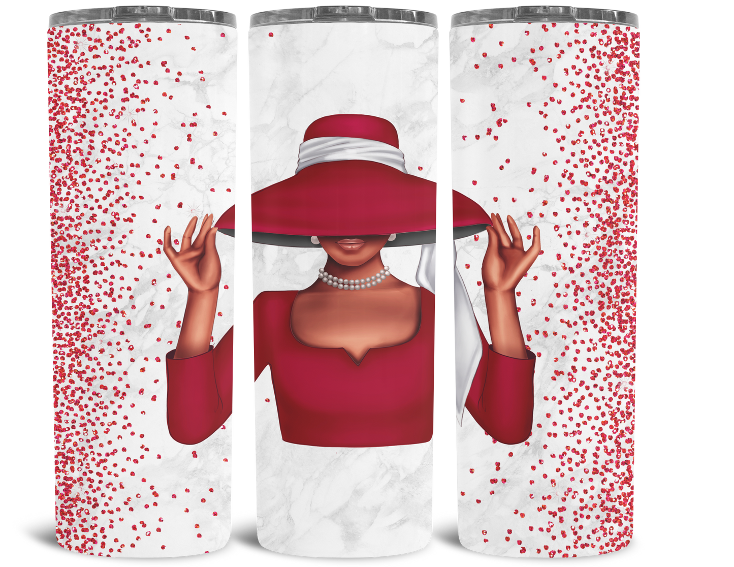 Sorority Inspired Tumbler White and Red Hat