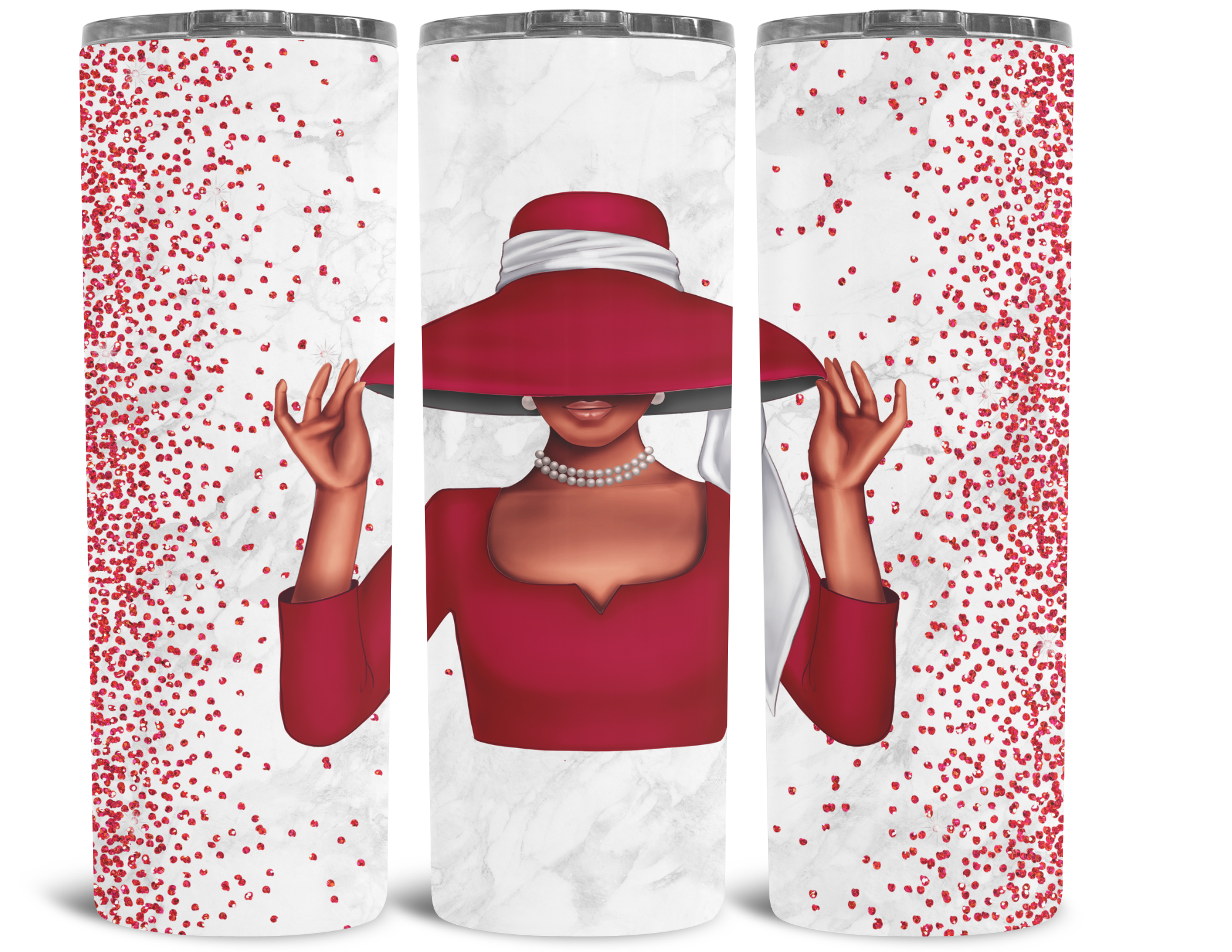 Sorority Inspired Tumbler White and Red Hat