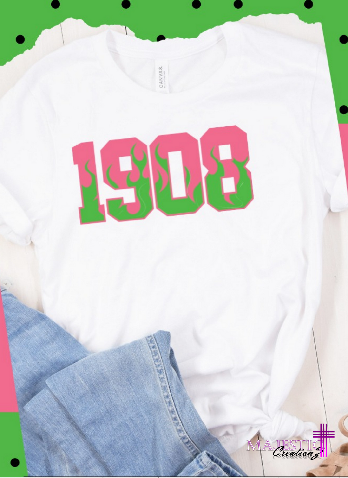 Sorority Inspired Tee Pink and Green