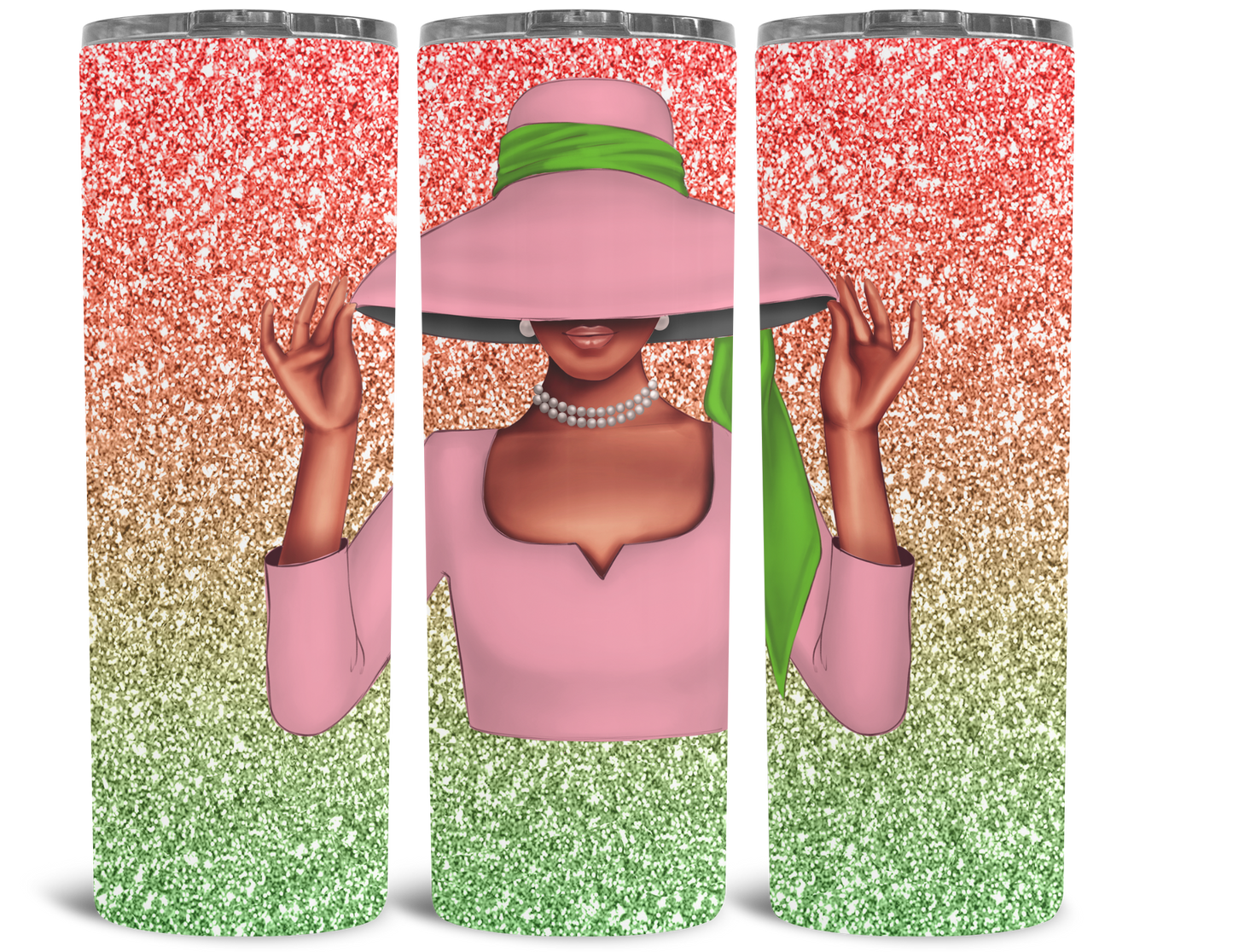 Sorority Inspired Tumbler Green and Pink Hat