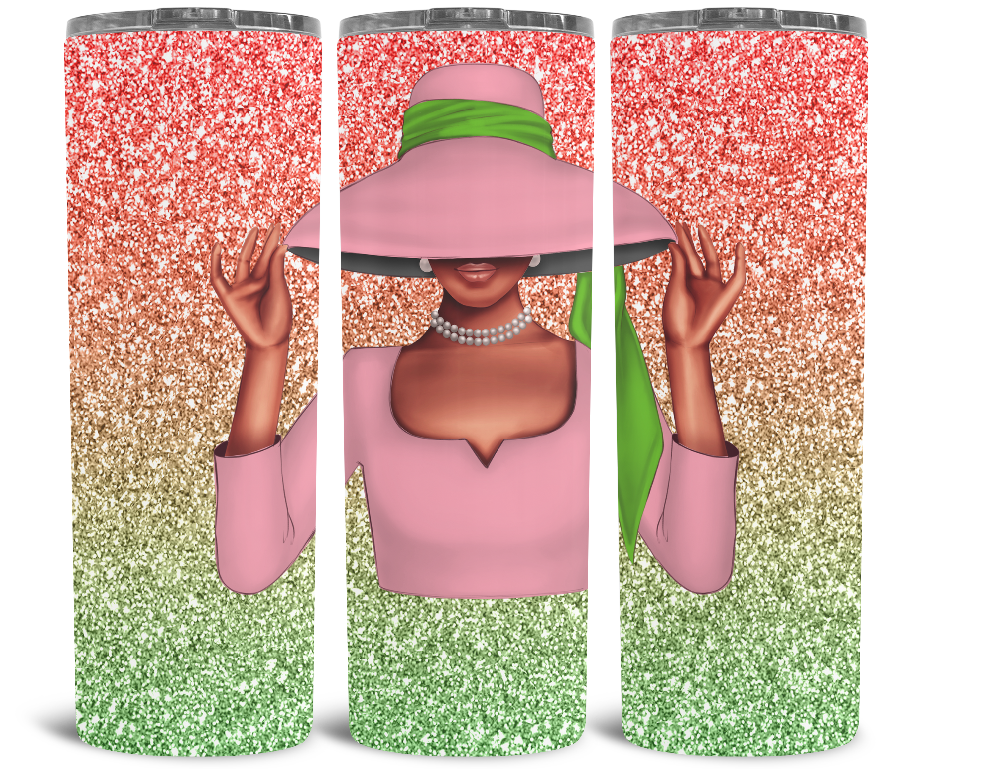 Sorority Inspired Tumbler Green and Pink Hat