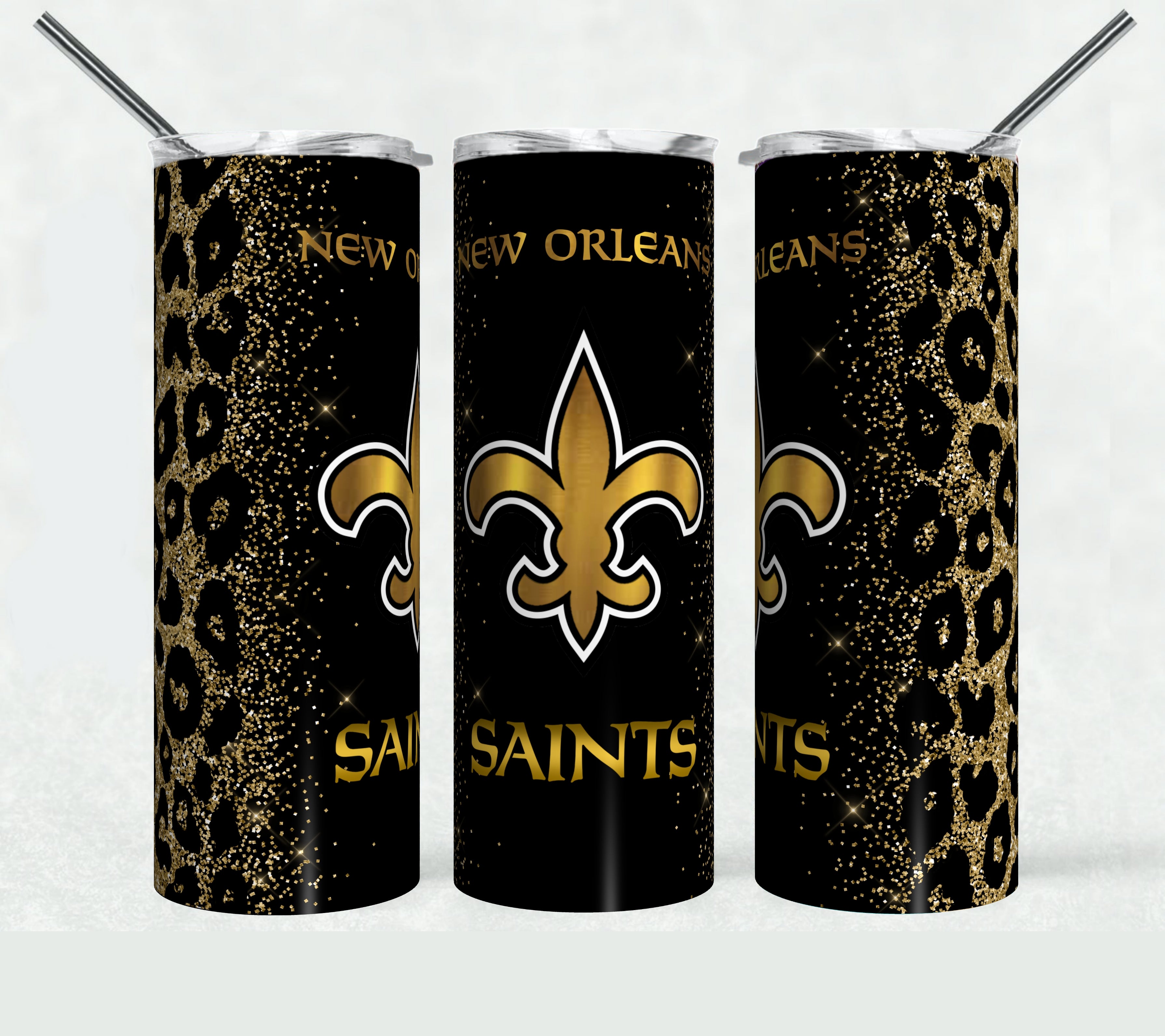 Black and Gold Skinny Tumbler